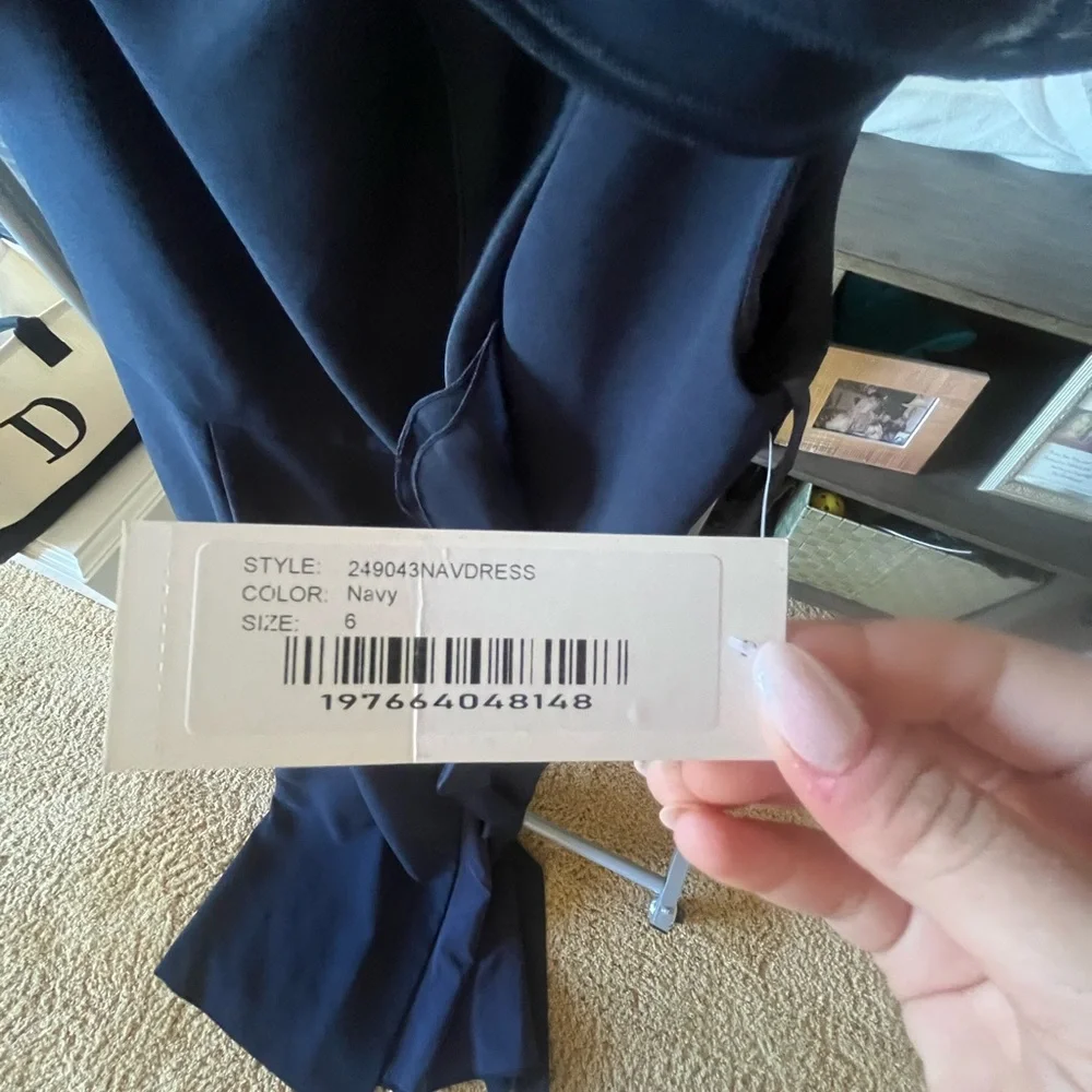 NWT Teri Jon Navy One-Shoulder Gown US 6 - Picture 5 of 6